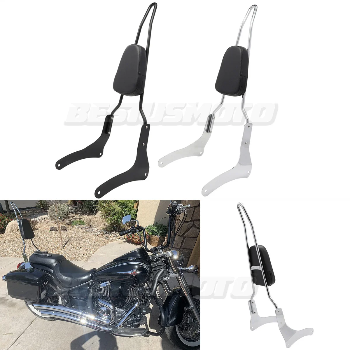 Motorcycle Passenger Backrest Sissy Bar For Kawasaki Vulcan 900 VN900 Classic Custom 1996-2023 2022 2021 2020 2019 2018