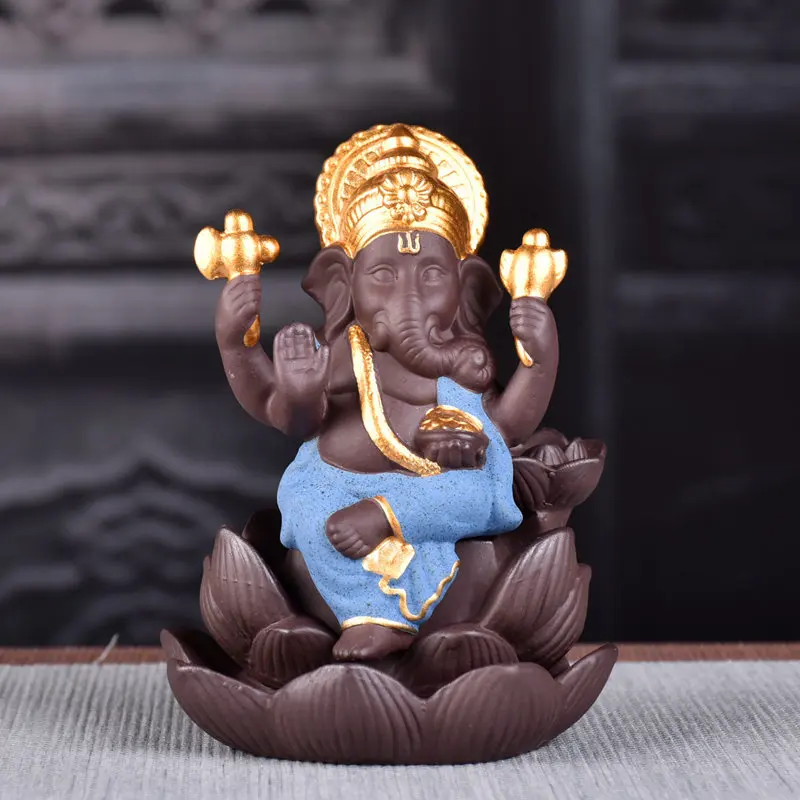 Ceramic Middle East Bao Elephant Lotus reflux Furnace pendulum home decoration incense pedestal-Creative high mountain Stream Water reflux Furnace - Buddha Tea Room zen Room