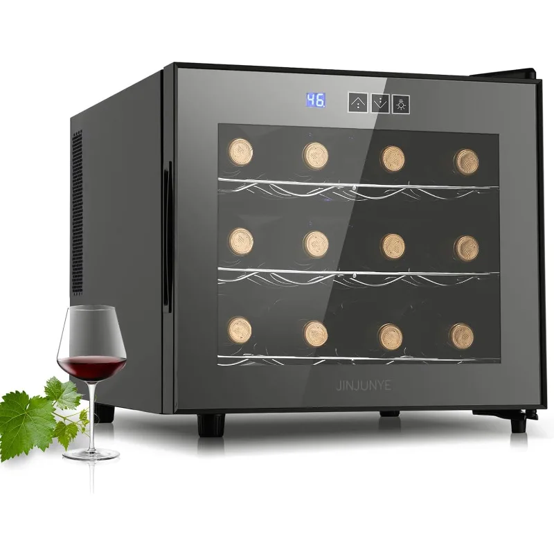 Wine Cooler Refrigerator, Upgrade 12 Bottle Wine Fridge Small Dual Chip, Countertop Wine Cooler Temperature Control, 46-66°F