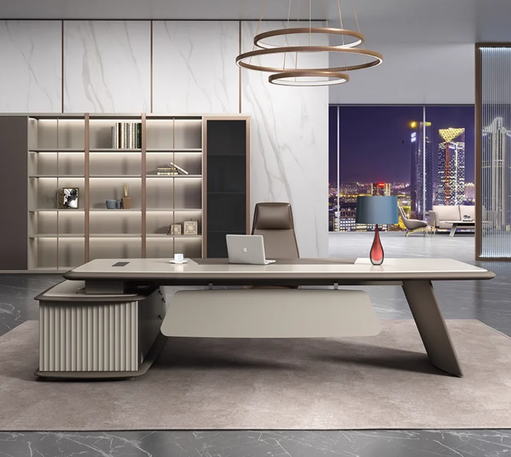 

High-end Desk boss Desk Atmospheric Office Desk Chair Complete Combination of Simple Modern Meters Big Class Taiwan Female