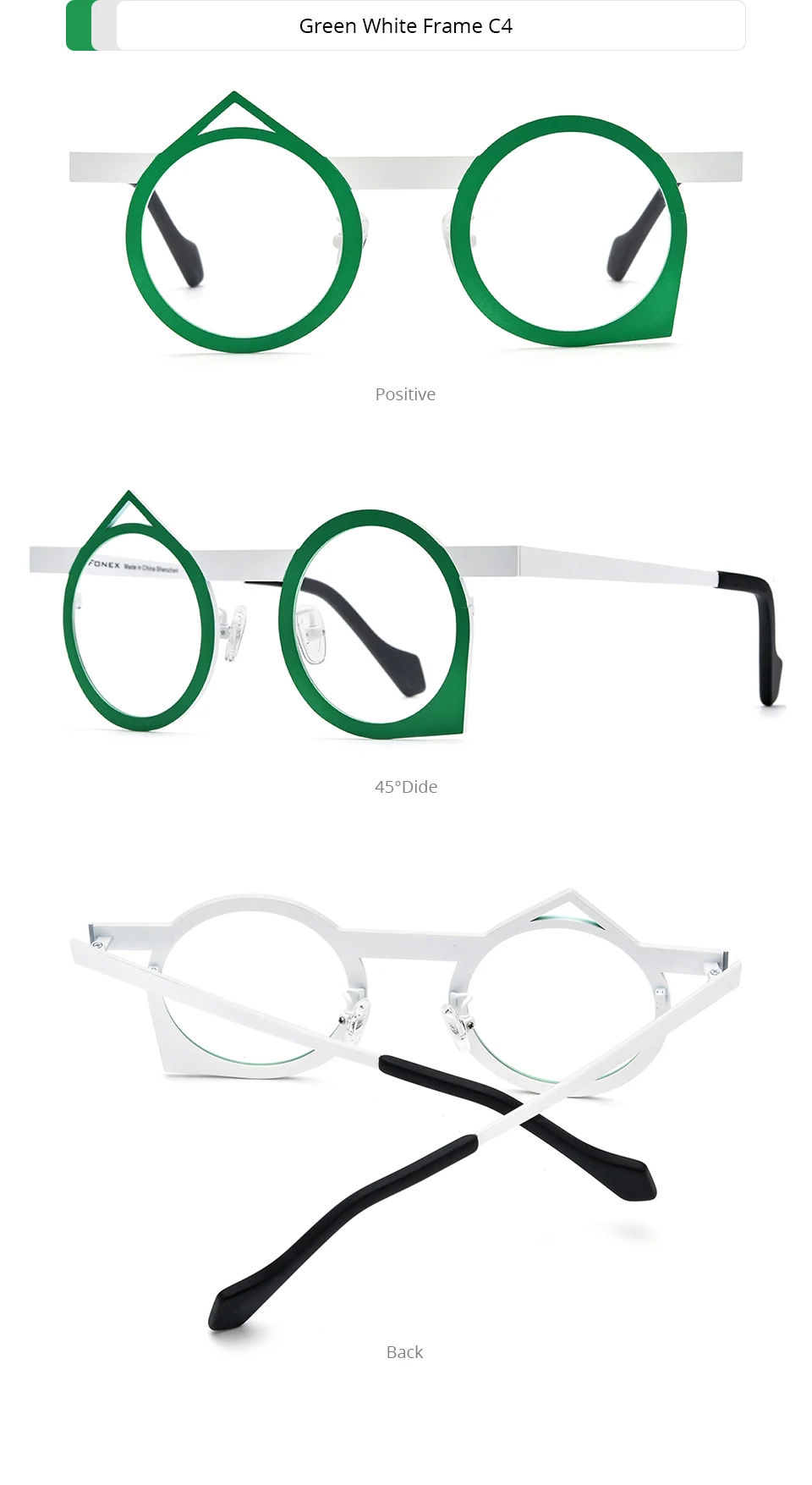 FONEX Reines Titan Brille Rahmen Frauen 2025, Neue Mode Marke Design Unregelmäßige Brillen Männer Ultraleicht Japanische Brillen 85801 – Detail 10