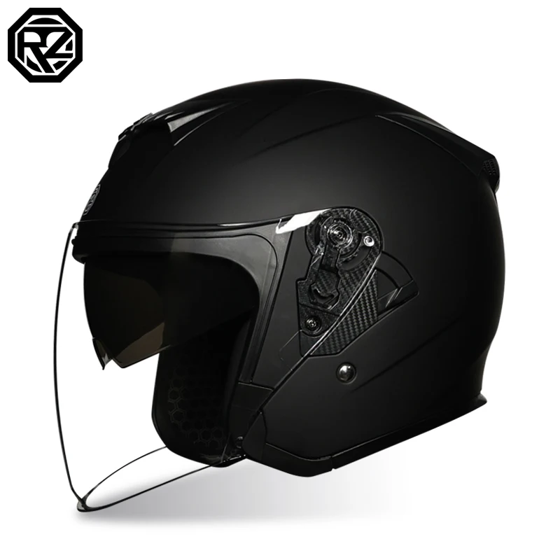 Motorcycle helmet with built-in sun visor, semi covered scooter helmet, DOT approved for both men and women
