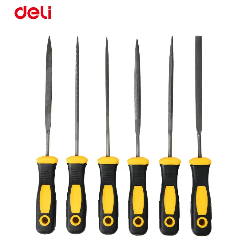 6Pcs Needle File Set 3x140mm Mini Shaping Files Kit Flat Triangle Square Half-round Round For Metal Wood Jewelry Polishing Tools