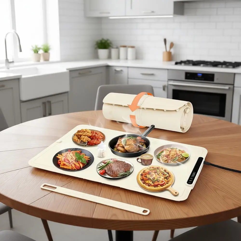 

Extra Large Electric Warming Trays for Buffets, Food Warmers, Portable Heating Mat with 9 Temp Settings & 6H Timer