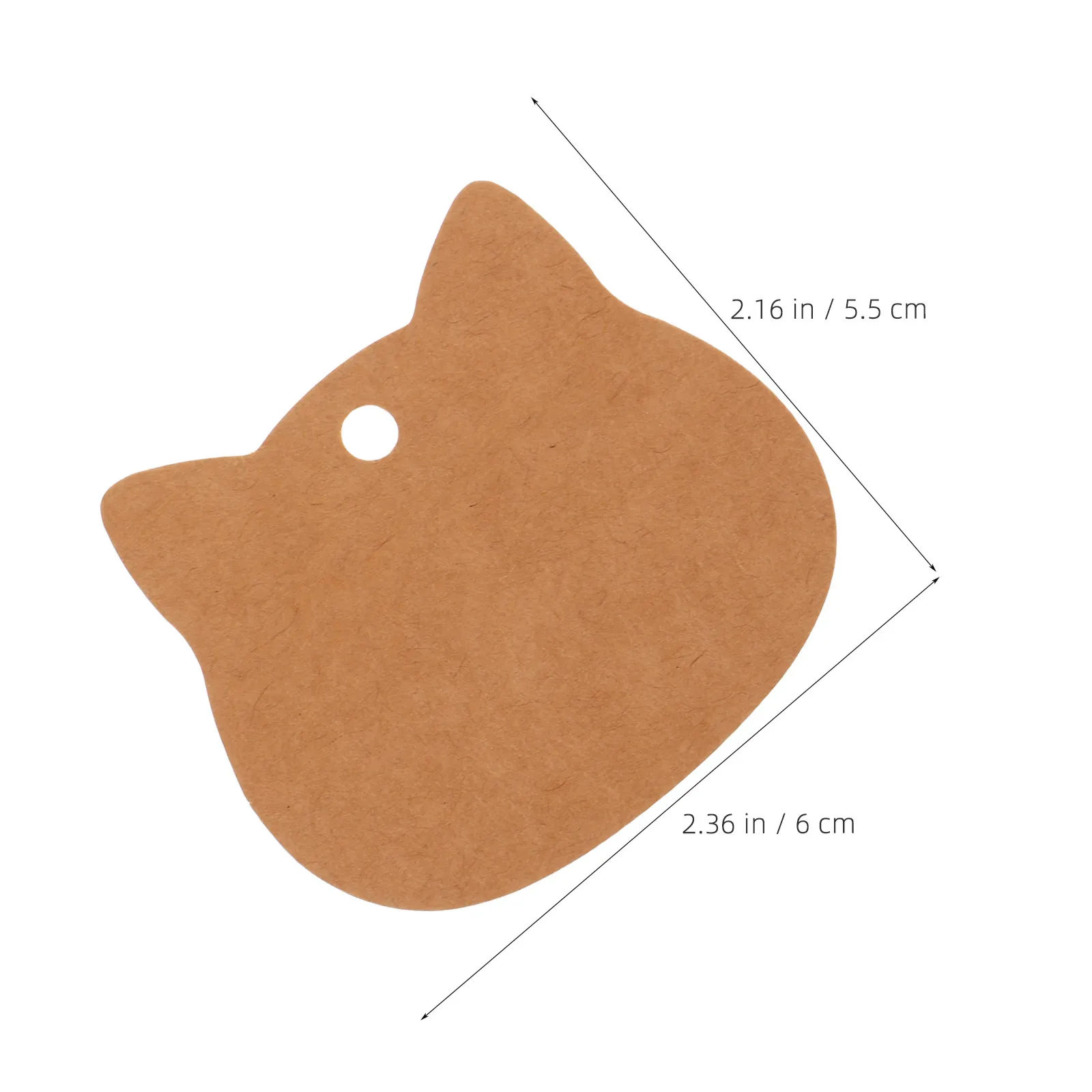 200Pcs Blank Cat Shaped Paper Tags Kraft Material Writable Natural Texture Mini Hang Tags with Hole for Jewelry Packaging