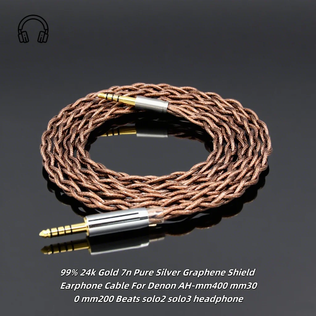 99% 24k الذهب 7n الفضة النقية الجرافين درع سماعة أذن كابل ل HIFIMAN الطبعة S Deva HE-R10 8568