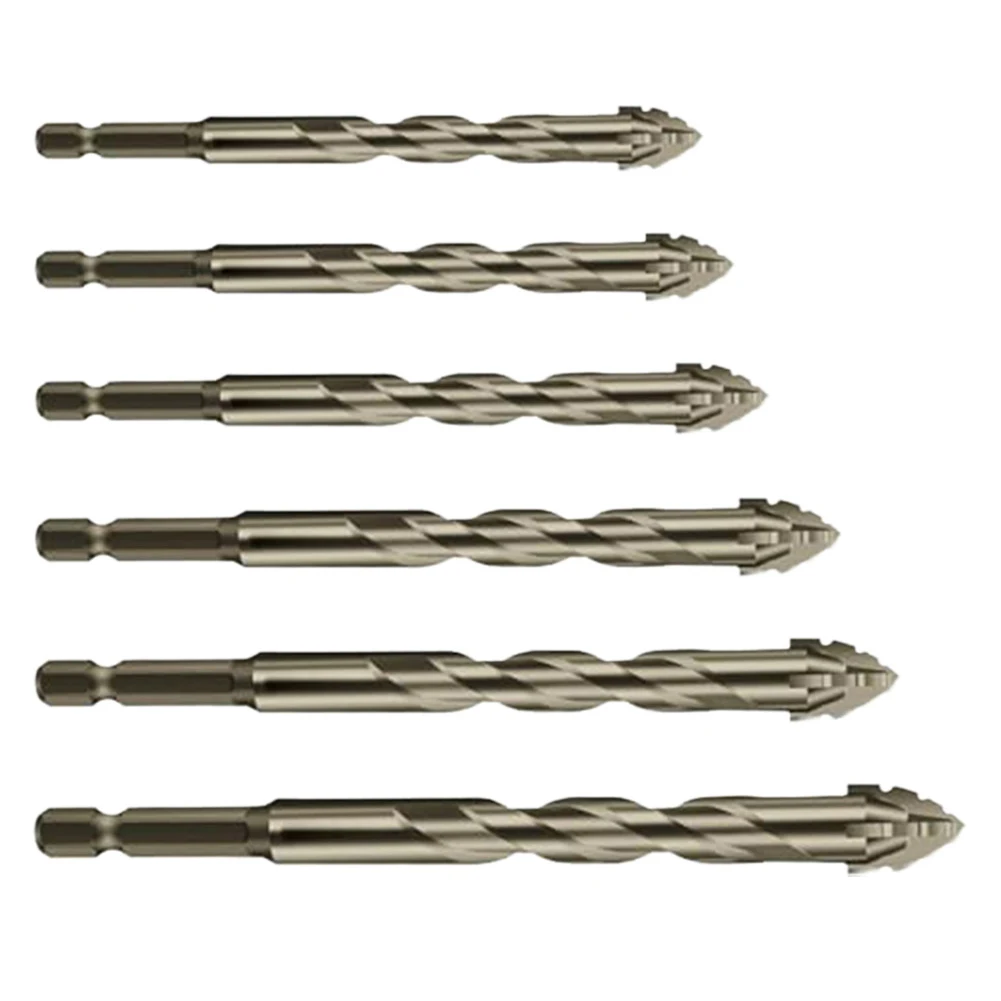 6pcs Four-Flute Eccentric Drill Drilling Glass Tile Punching Triangle Drill Bit Drill Bit Enhances Stability And Reduces Vibrati