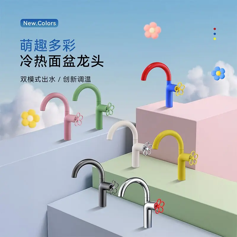 Deck Mount Vanity Sink Faucet Single Handle Lavatory Basin Sink Faucets Modern One Hole Bathroom Hot and Cold Mixer Taps Chrome