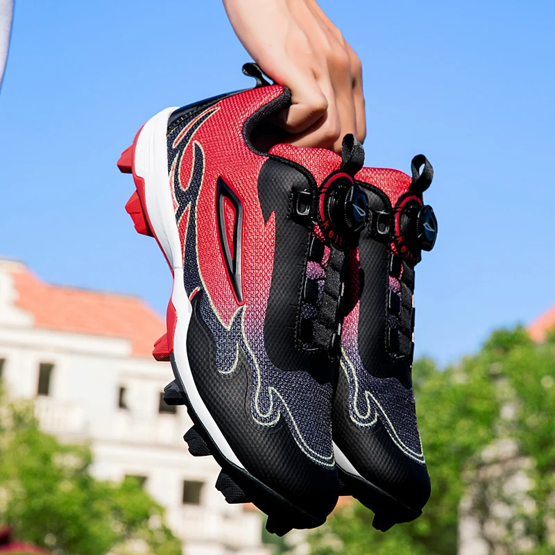 

Professional Men Baseball Shoes Anti-Slip Spiked Baseball Sneakers High Top Softball Training Shoes Comfortable Outdoor Sneakers