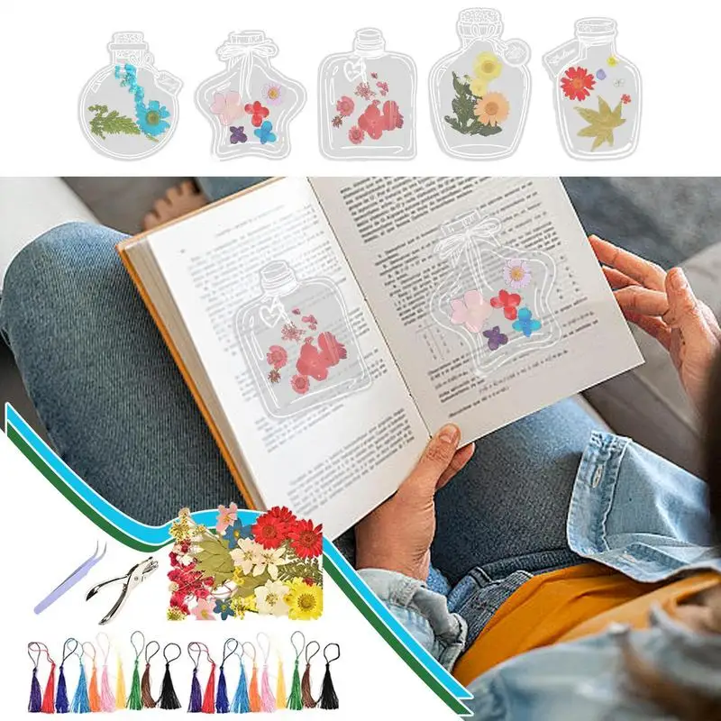 علامة مرجعية على شكل زهرة مضغوطة، علامات مرجعية شفافة مصنوعة يدويًا للزهور المجففة، صانع صفحة إبداعي جميل للأصدقاء والأمهات