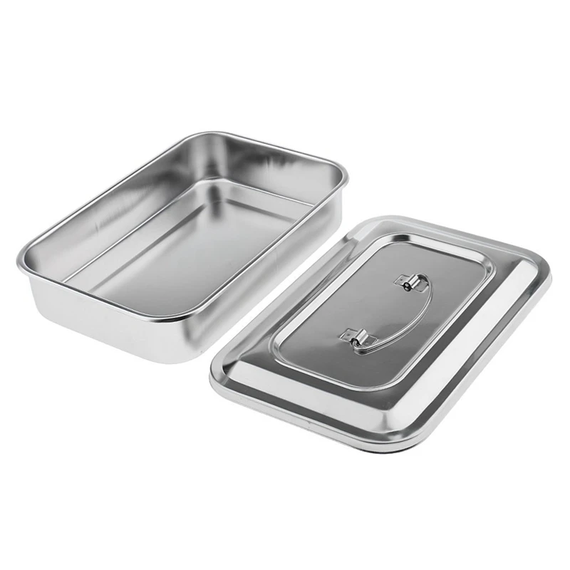 

4X Stainless Steel Container Organizer Box Instrument Tray To Storage Box With Lid Tools Cans - 9 Inches No Hole