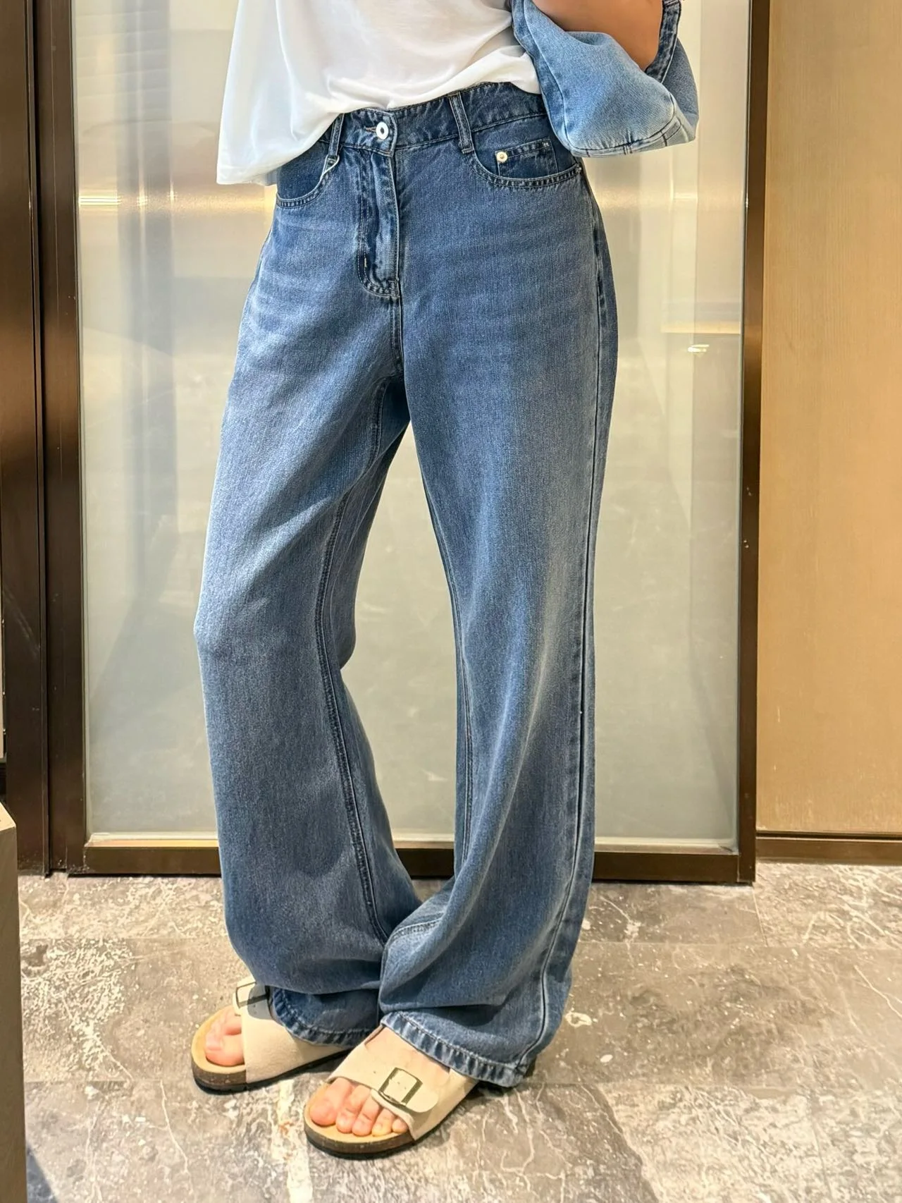 

Summer 2026 Casual Loose Women's Wide Leg Jeans Silk Lyocell Bell Bottoms Versatile Slimming Long Pants Ladies Denim Trousers