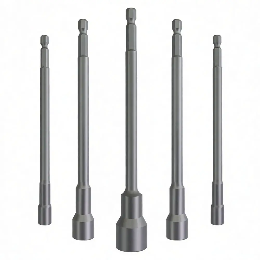 150mm Long Hex Socket Adapter For For Fuxin Power Impact Drill Bit Magnetic Nut Setter Tool Steel Chrome Plated Tool