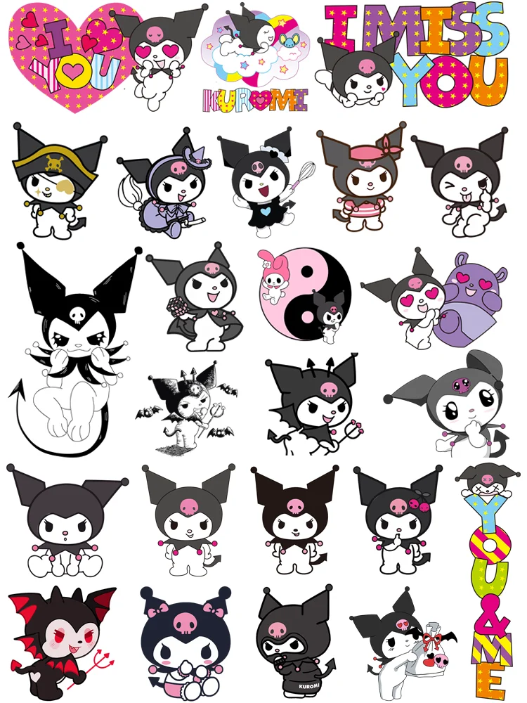 Kawaii Kuromi Anime Patch for clothes DIY children printing for clothes bag Ironing applications heat transfer vinyl