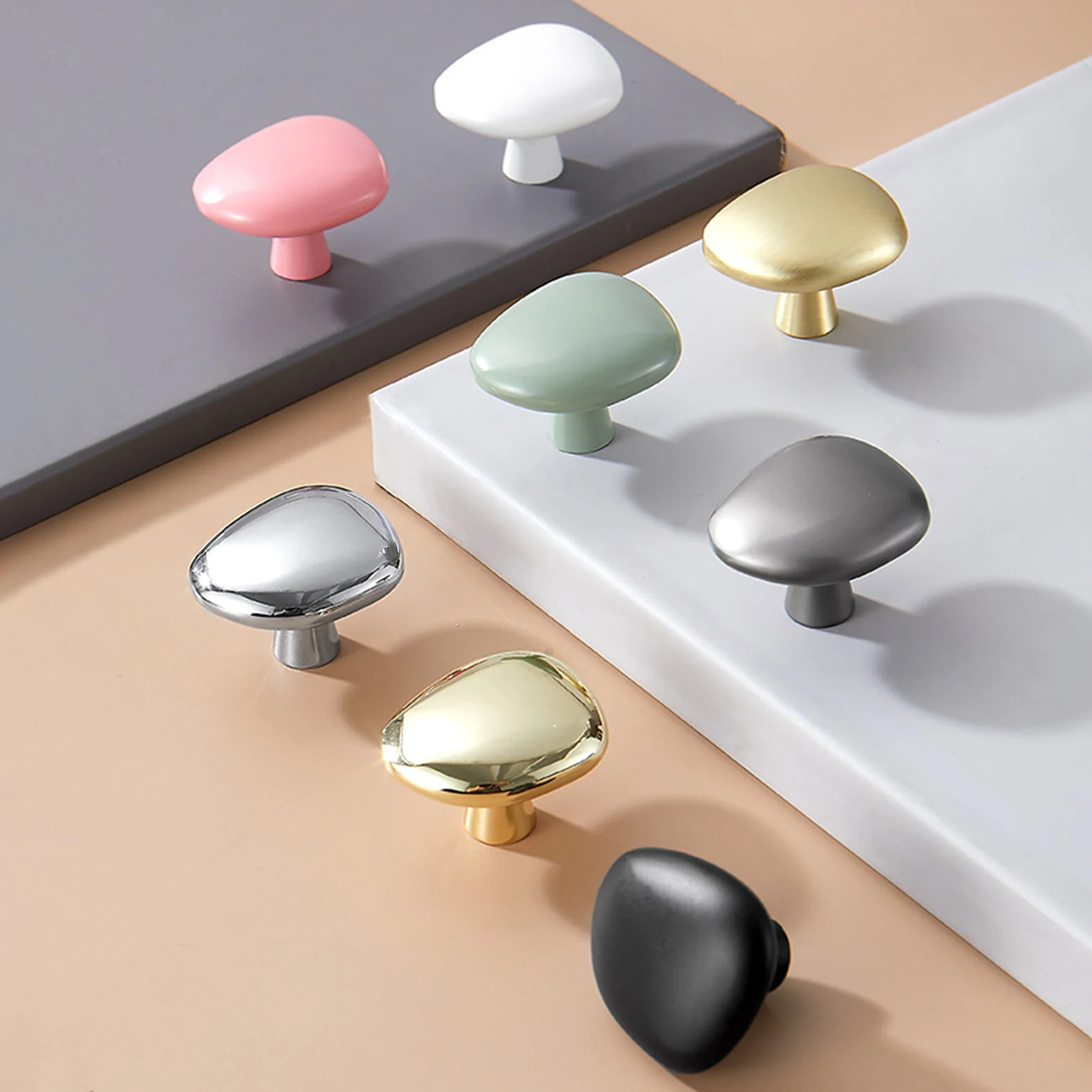 Cabinet Knobs Zinc Alloy Pebble Door Pulls Anti-Fingerprint Modern Hardware for Wardrobe Dresser Shoe Cabinet Furniture