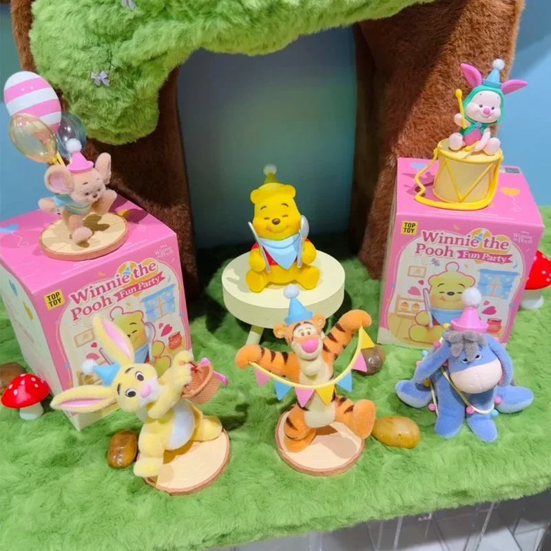 

Genuine Winnie The Pooh Carnival Party Series Blind Box Figurine Trendy Play Model Mystery Box Cartoon Desktop Decora Kids Gift