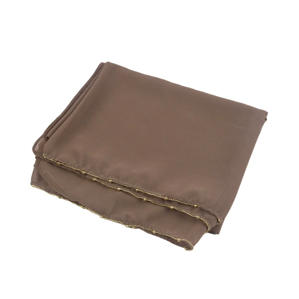 Muslimische Hijabs für Frauen Gold Kette Chiffon Schwarz Weiß Schal Lange Schal Kopftuch Kopftuch Tanzen Party Schals Femme Kopfbedeckungen