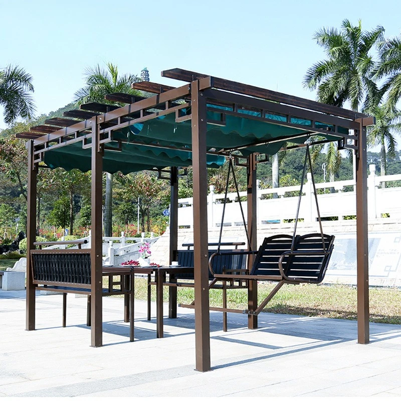 Outdoor grape stand gazebo hanging chair outdoor swing courtyard villa table and chair garden park leisure preservative wood