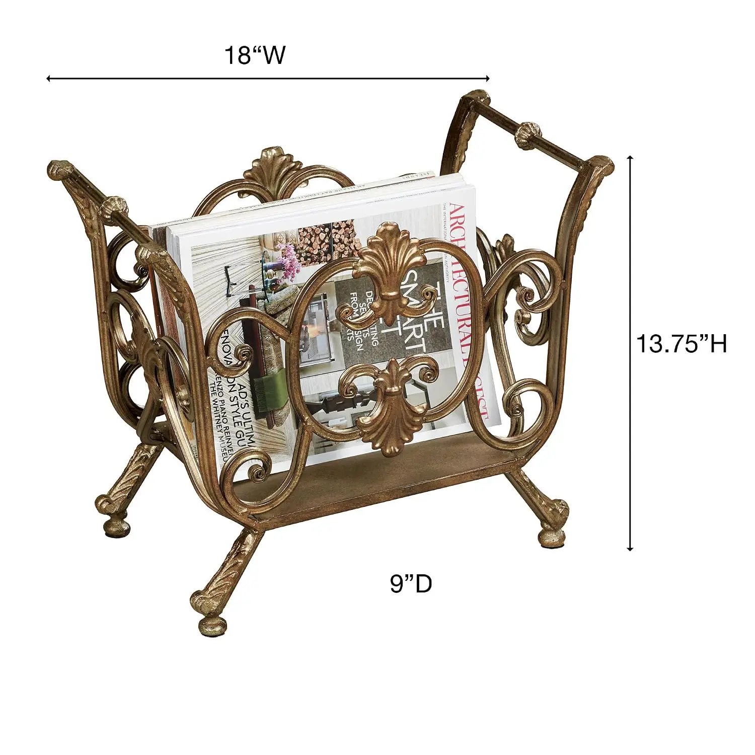 Stratton Magazine Rack - Metal - Bronze, Gold, Copper, Black - Elegant Storage Display for Bedroom, Living Room,, Customized