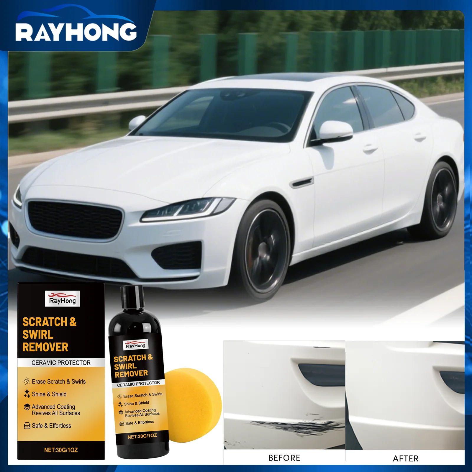 Auto Polishing Compound Kit for Scratch Repair 30g Paste with Applicator Deep Cleans Paint Removes Oxidation Brings Back Shine