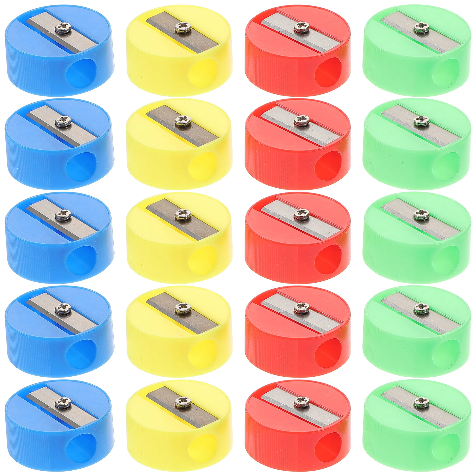 

150pcs Round Plastic Pencil Sharpener Bright Color Children Supplies Manual Sharpening Tools Students Creative Design Easy