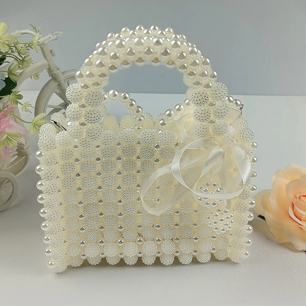 

【 Finished product 】 Fashionable ABS beige bayberry pearl bag Women's small crossbody bag Handmade beaded handbag