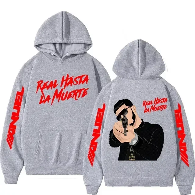 Rapper Anuel AA Real Hasta La Muerte Print Oversized Hoodie Men Women Fashion Pullover Hooded Sweatshirt Fleece Loose Streetwear