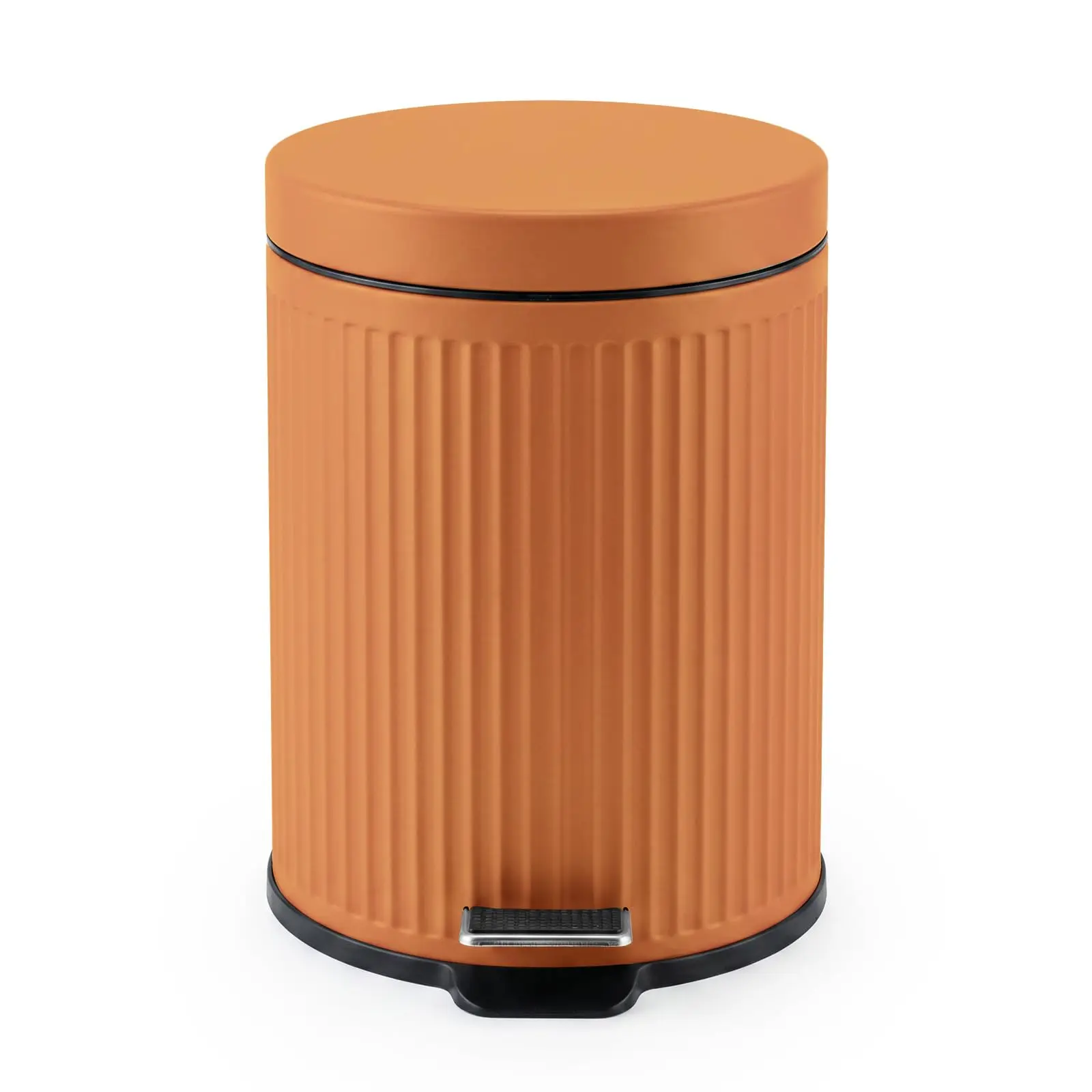 5L Small Round Trash Can with Soft-Close Lid – Step-On Pedal, Removable Inner Bucket, Non-Slip Base – for Bathroom, Kitchen, Bedroom