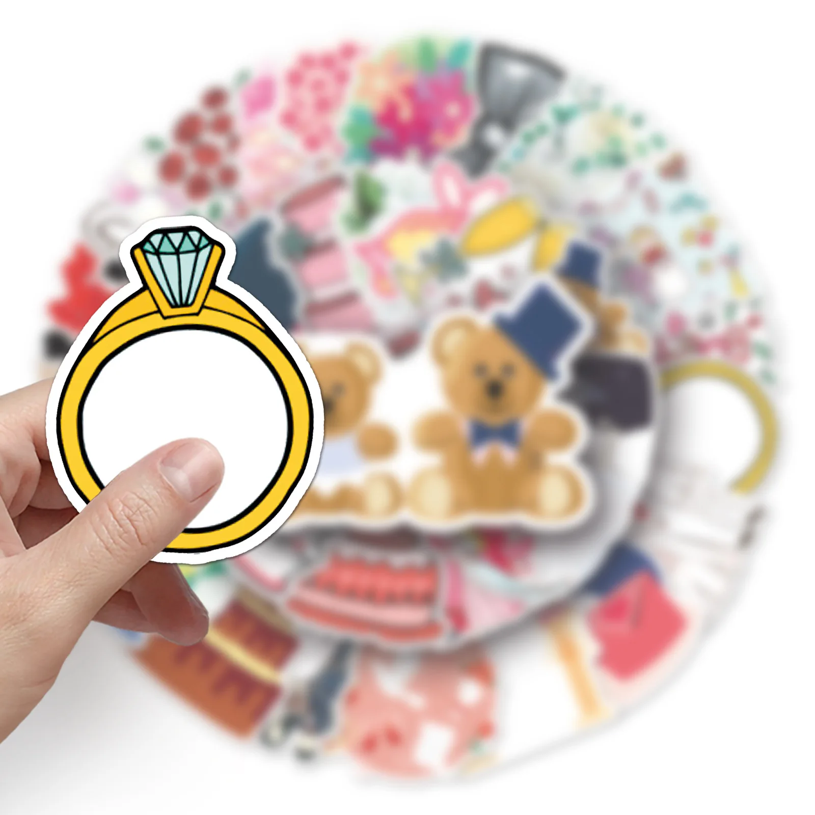 50PCS Wedding Graffiti Cartoon INS Style Sticker Waterproof Decal Fun DIY Scrapbook Motorcycle Helmet Water Cup Guitar Sticker