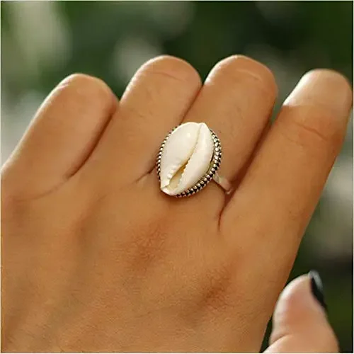 Popular Fashion Shell Ring for Women Halloween Gift Classic Simple Summer Beach Shell Ring Girls Best Friend Jewelry Gifts