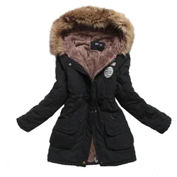 Parka de capuz grosso quente feminino, casaco acolchoado de algodão, jaqueta casual fina, feminina, primavera, outono, inverno, 2022, 3XL