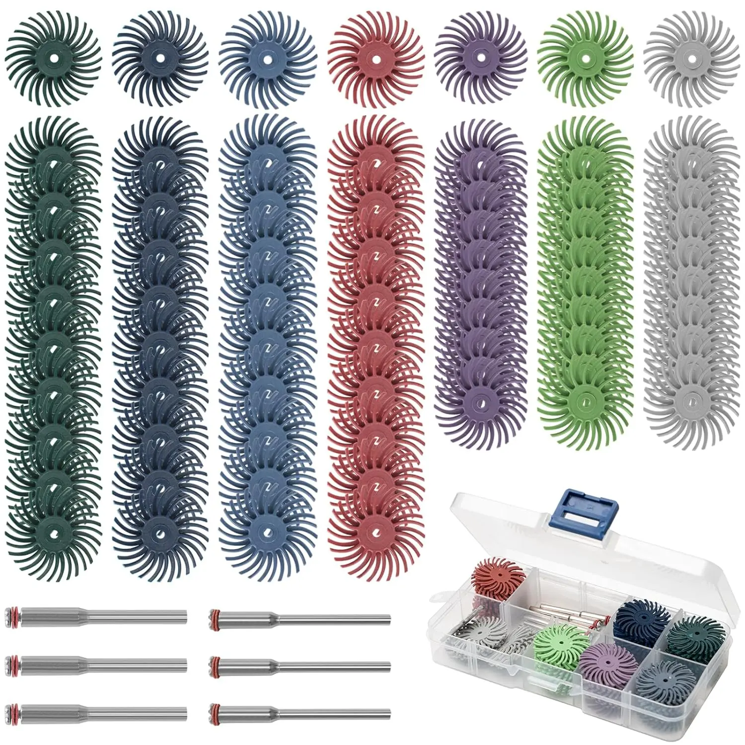 SI FANG 1 Inch Radial Bristle Disc Kit Detail Polishing Wheel 1/8' 3 2.35mm Shank Abrasive Brush for Rotary Tool Accessories
