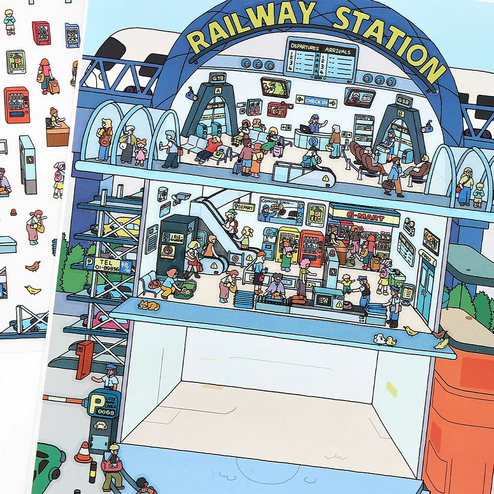 สติกเกอร์ตกแต่ง 3 มิติ ลายการ์ตูน 3 ชิ้น ฉากจำลองขนาดเล็ก ธีมกระท่อม DIY สำหรับตกแต่งสมุดบันทึก น่ารัก อุปกรณ์เครื่องเขียนสำหรับงานประดิษฐ์สร้างสรรค์