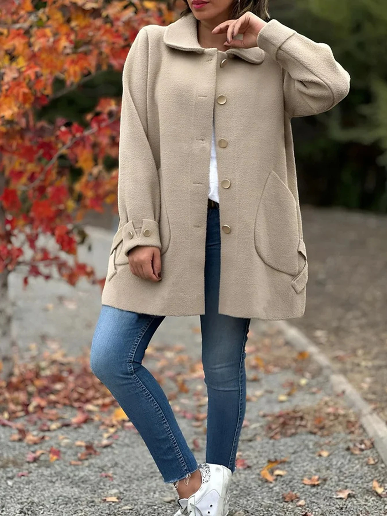 

Women's Coats Winter Fashion Comfortable 2025 Plain Work Shirt Collar Long Sleeve Street Daily Jackets