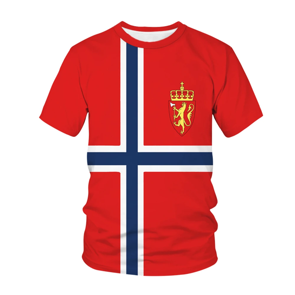 Norway National Flag Pattern T-shirt Men Hot Sale New Summer Women Short-Sleeved Tops Shirt Children