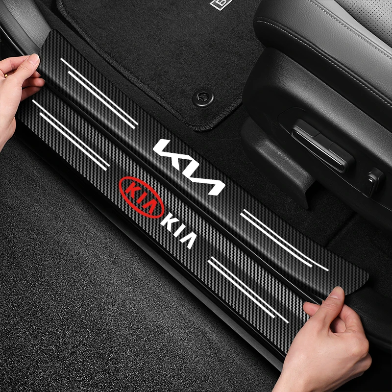 عالية الجودة ألياف الكربون عتبة باب السيارة حامي ملصق لكيا سبورتاج كرنفال Seltos سورينتو ريو بوريغو Ceed Forte K3 EV3