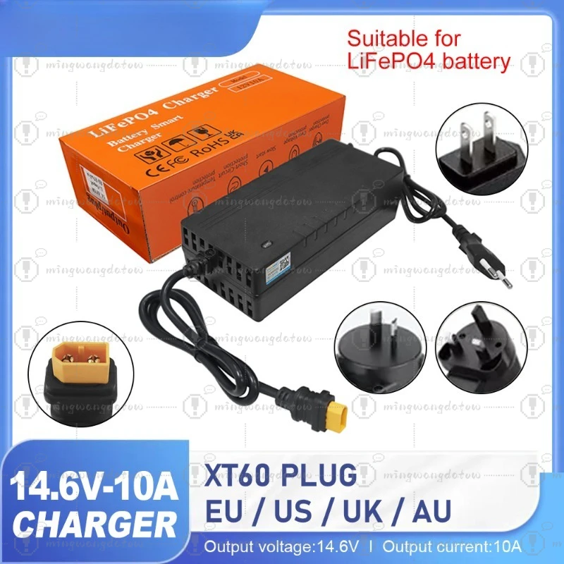 14.6V 10A LiFePO4 Battery Charger with XT60 Connector Fast Charging Safe & Durable