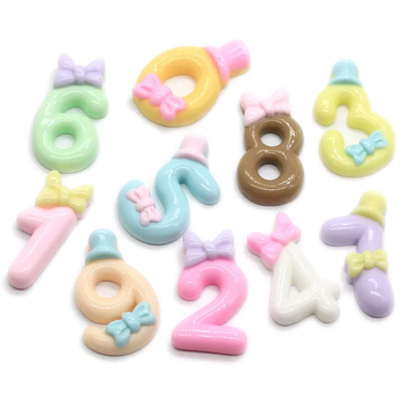 

10Pcs Cartoon Candy Color The Number Resin DIY Cream Glue Shoes Hat Icebox Barrette Mobile Phone Case Scrapbook Flat Back Patch