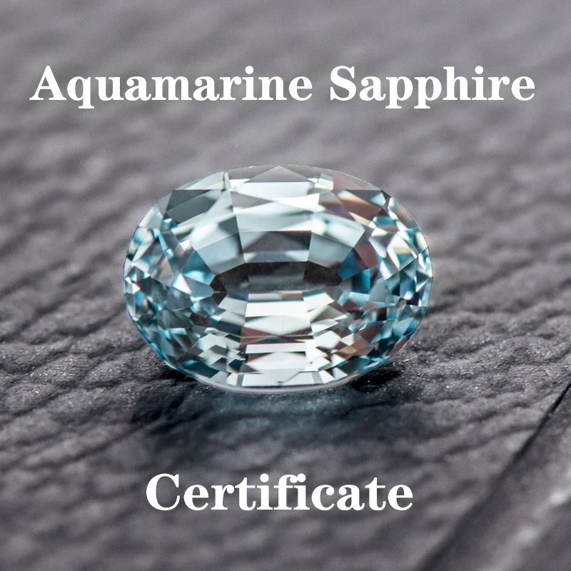 Lab Grown Sapphire Aquamarine Oval Shaped Charms Gemstone for Woman DIY Ring Necklace Earrings Main Materials with Certificate