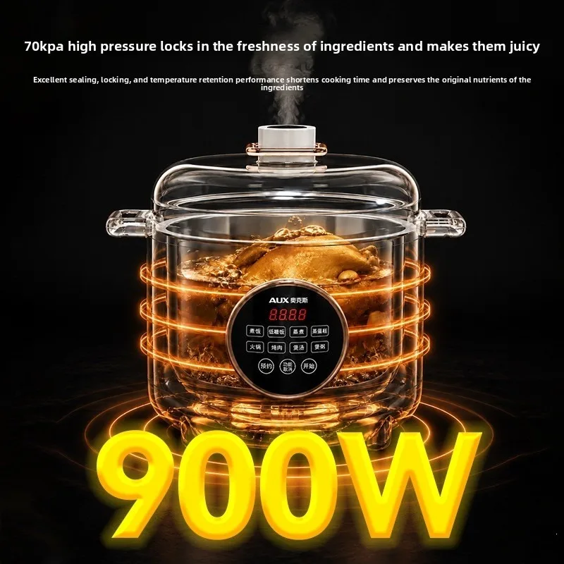 Aux Electric Pressure Cooker 5L Dual Pot 6L Large Capacity Multifunction High Pressure Rice Cooker Large Pressure Cooker