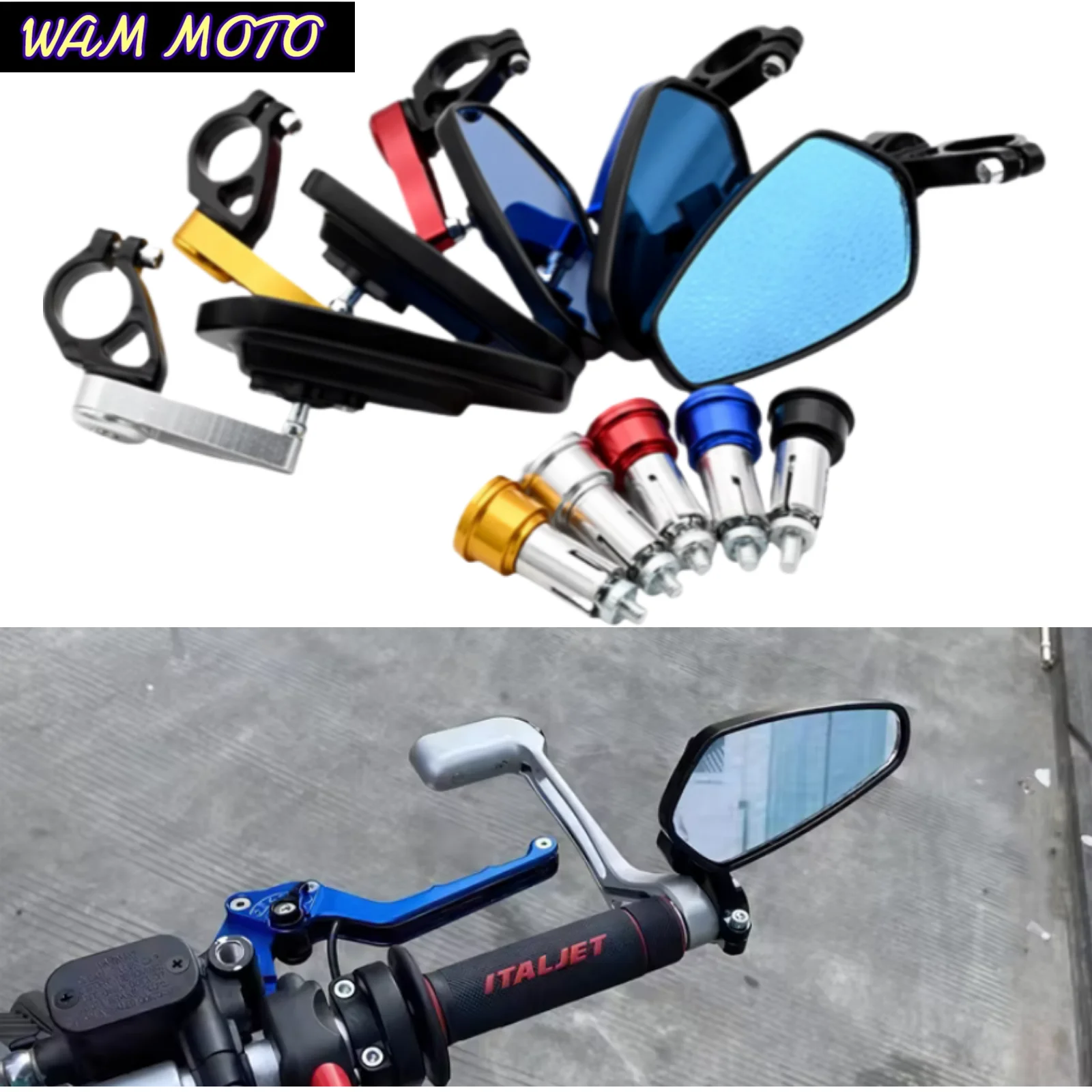 Motorcycle Blue Glass Scooter Bar Handlebar Mirror Rearview Mirrors For Sur-Ron Light Bee S/X & Segway X160/X260