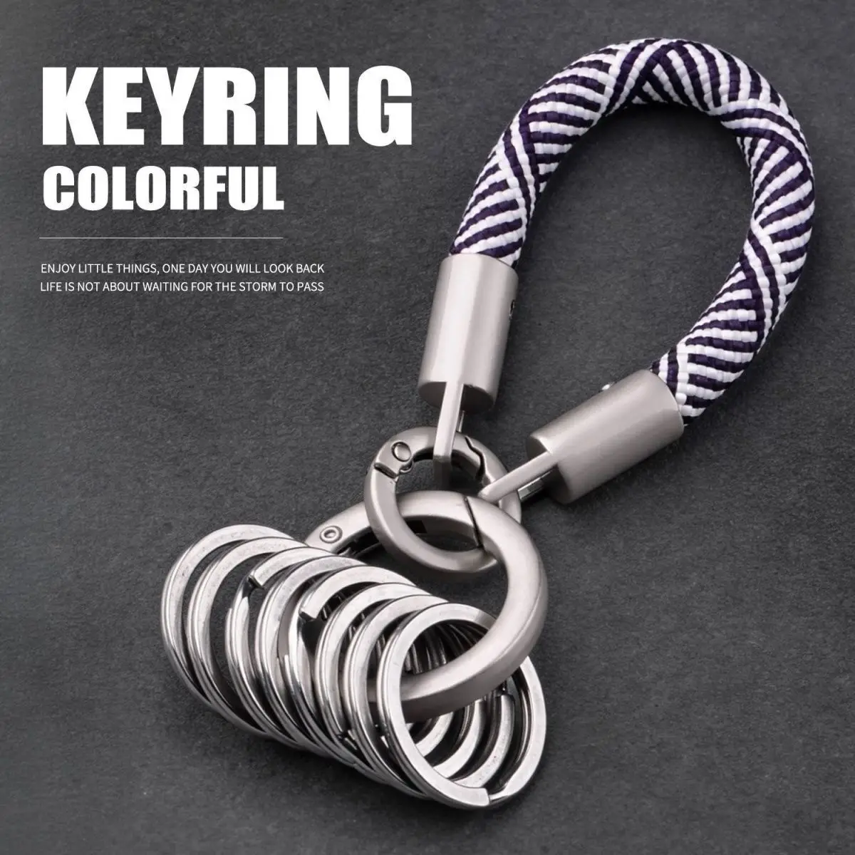 Minimalist 'Insta-style' Natural-Finish Titanium Alloy Keychain Featuring Multi-Ring Organization, a Lanyard, and a Multifunctio