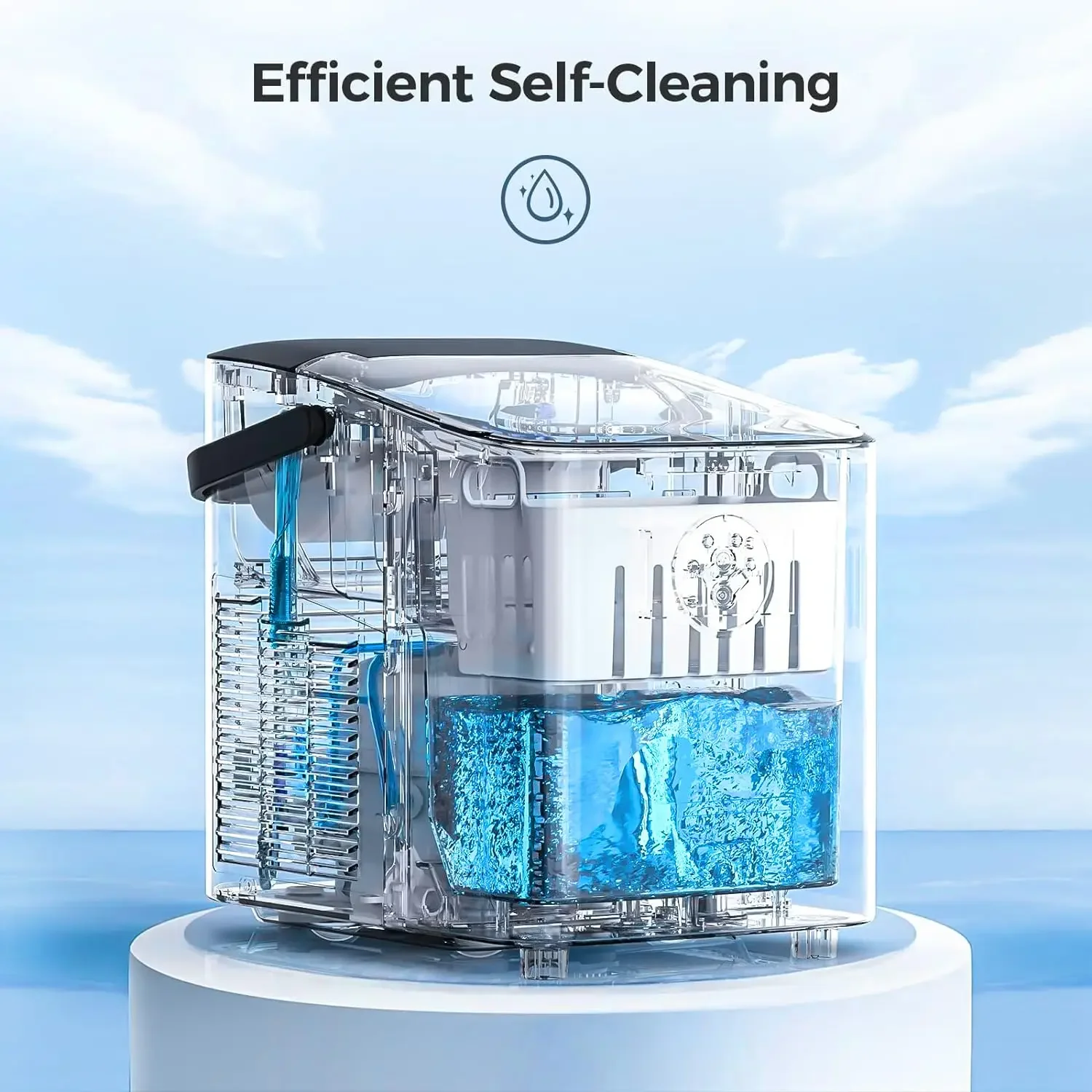 Encimera para hacer hielo con capacidad eficiente, máquina para hacer hielo, 8 cubos de hielo de 2 tamaños, 26 libras/24 horas