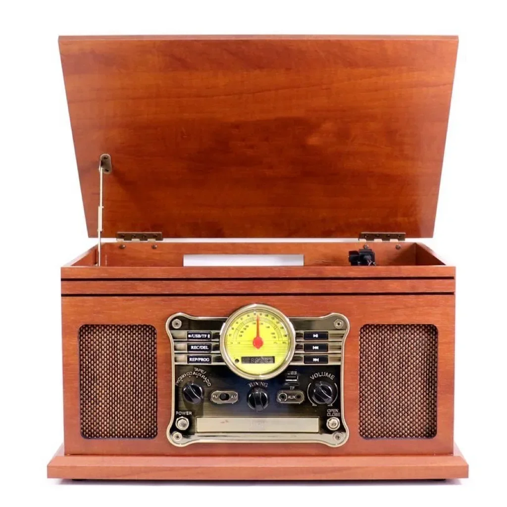 

English version Vinyl record player with tape Radio with Bluetooth function Ba sound box