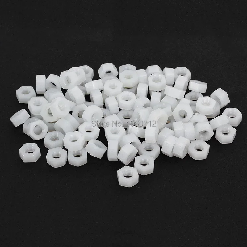 10-50pcs DIN934 M2 M2.5 M3 M4 M5 M6 PA66 White or Black Nylon Hex Nut Hexagon Plastic Nuts Metric Thread Suit For Screws Bolts