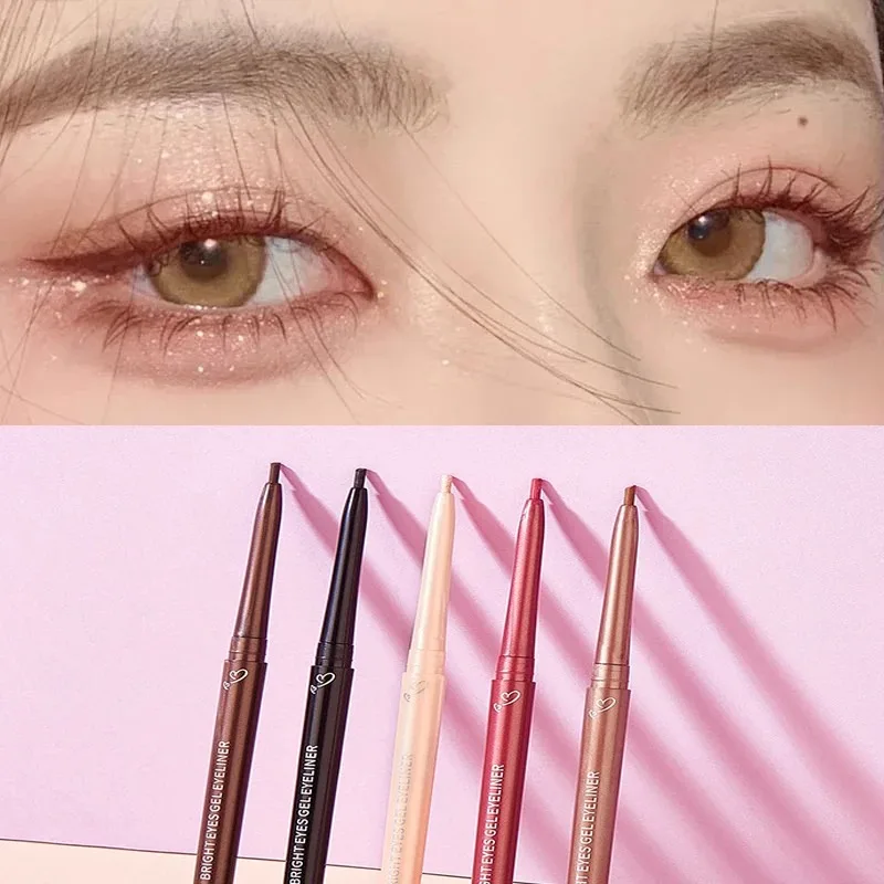 Long-lasting 6 Colors Eyeliner Pencil Waterproof Black Brown Easy Wearing Eyeliner Pen Lying Silkworm Pen Colored Glue Eyeliner