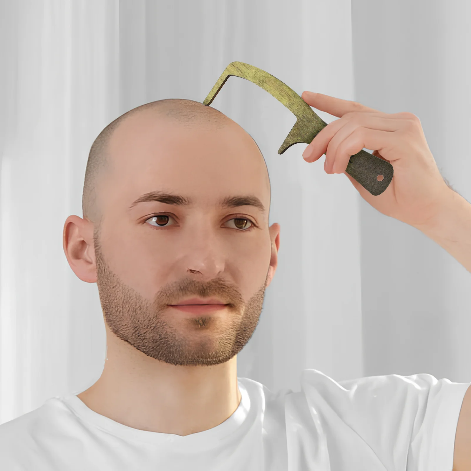 

1Set Funny Comb for Bald Guys Wooden Hairless Brush Set Novelty Gag Gift for Men Joke Present Grooming Prank Fake Hair Comb