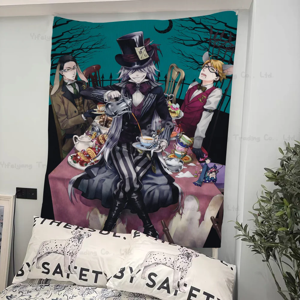 Black Butler Gedrukt Groot Wandtapijt Hangende Tarot Hippie Wandtapijten Dorm Home Decor