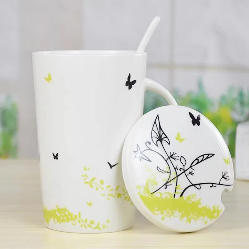 500ml, caneca de café de porcelana óssea, copo térmico com tampas de porcelana branca lisa, copos e canecas poderosas zakka nespresso, cafeteira espresso