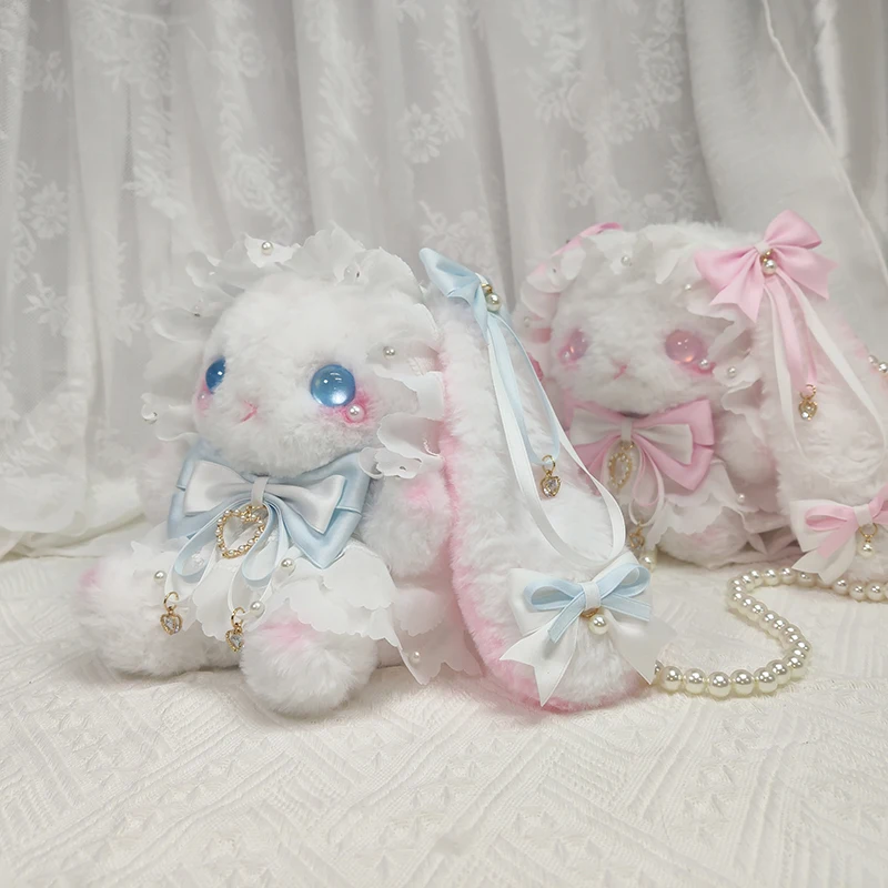 High quality aslant bag lovely bowknot kawaii lolita pink harajuku lace love rabbit bag